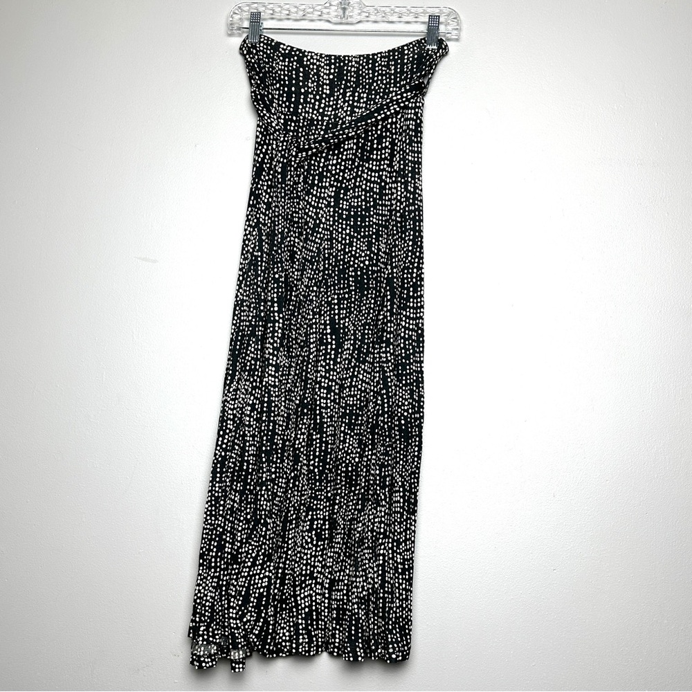 Anthropologie Lapis Polka Dot Abstract Patterned Maxi Skirt With Attached Belt